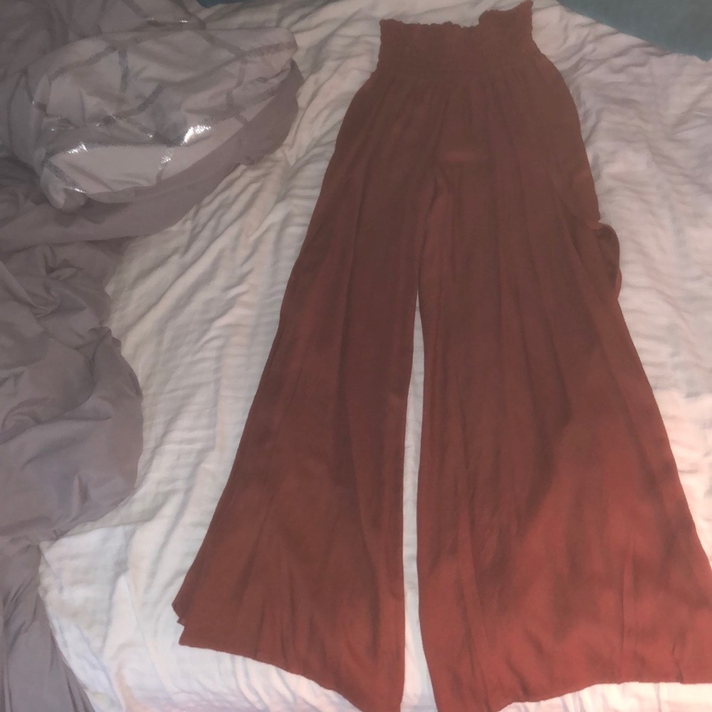 burnt orange flowy pants